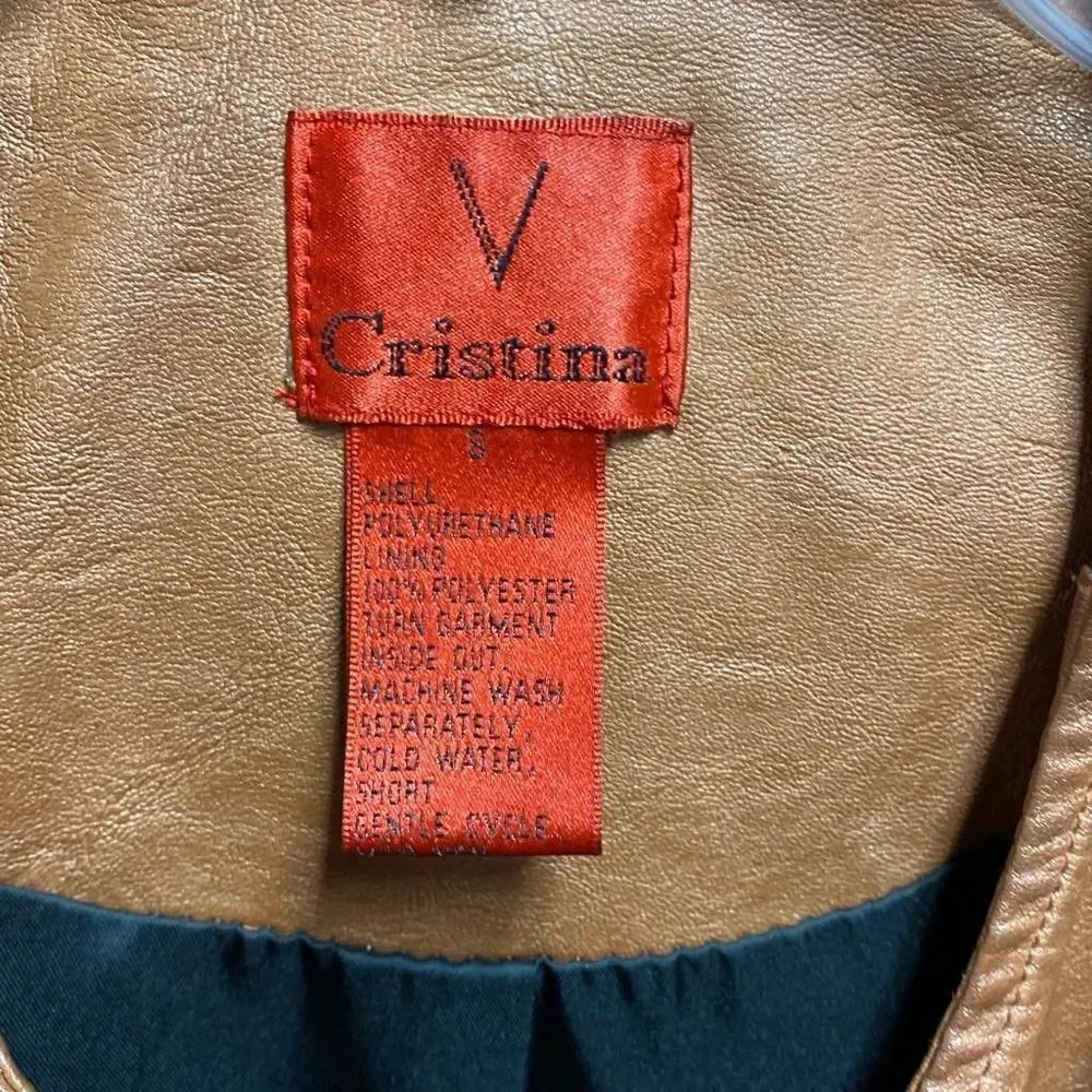 V Cristina Carmel/Brown Faux Leather Vest Size Small NEW